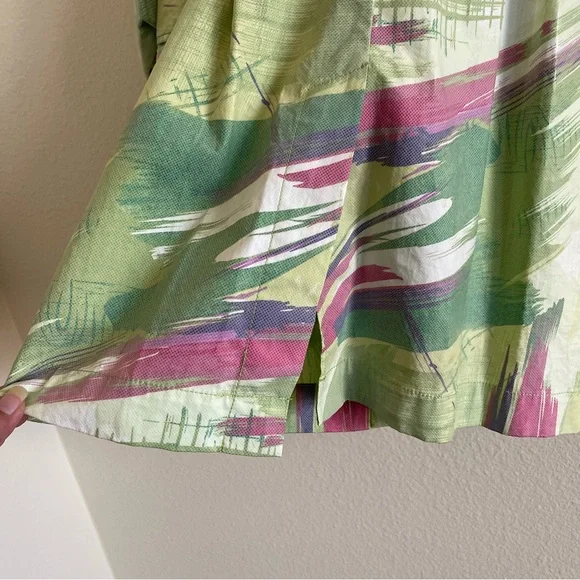 Vintage Melrose green & pink abstract waterproof trench coat - Picture 15 of 15